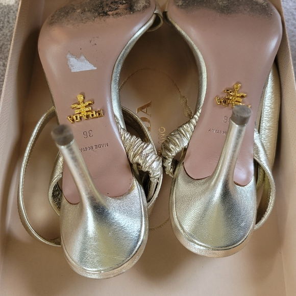Prada Nappa Silk Pirite Gold Ankle Strap Sandals 36 w Box - Picture 7 of 14
